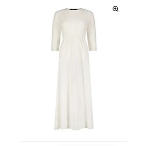 Aleeza Paris Maxi Dress Women XL White Crochet Knit Mixed Media Boho